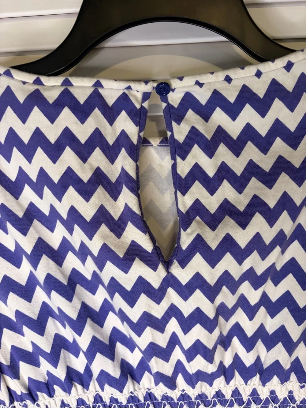 kate spade Blue and White Chevron Smocked Midi Dress with Cap Sleeves